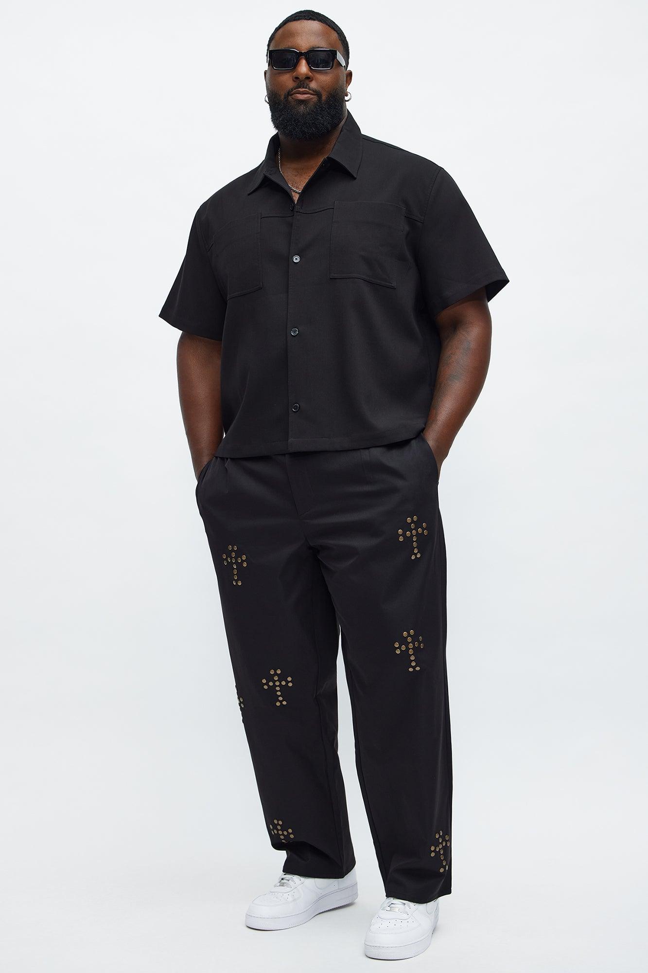 Straight Cross Me Studded Pants - Black Male Product Image