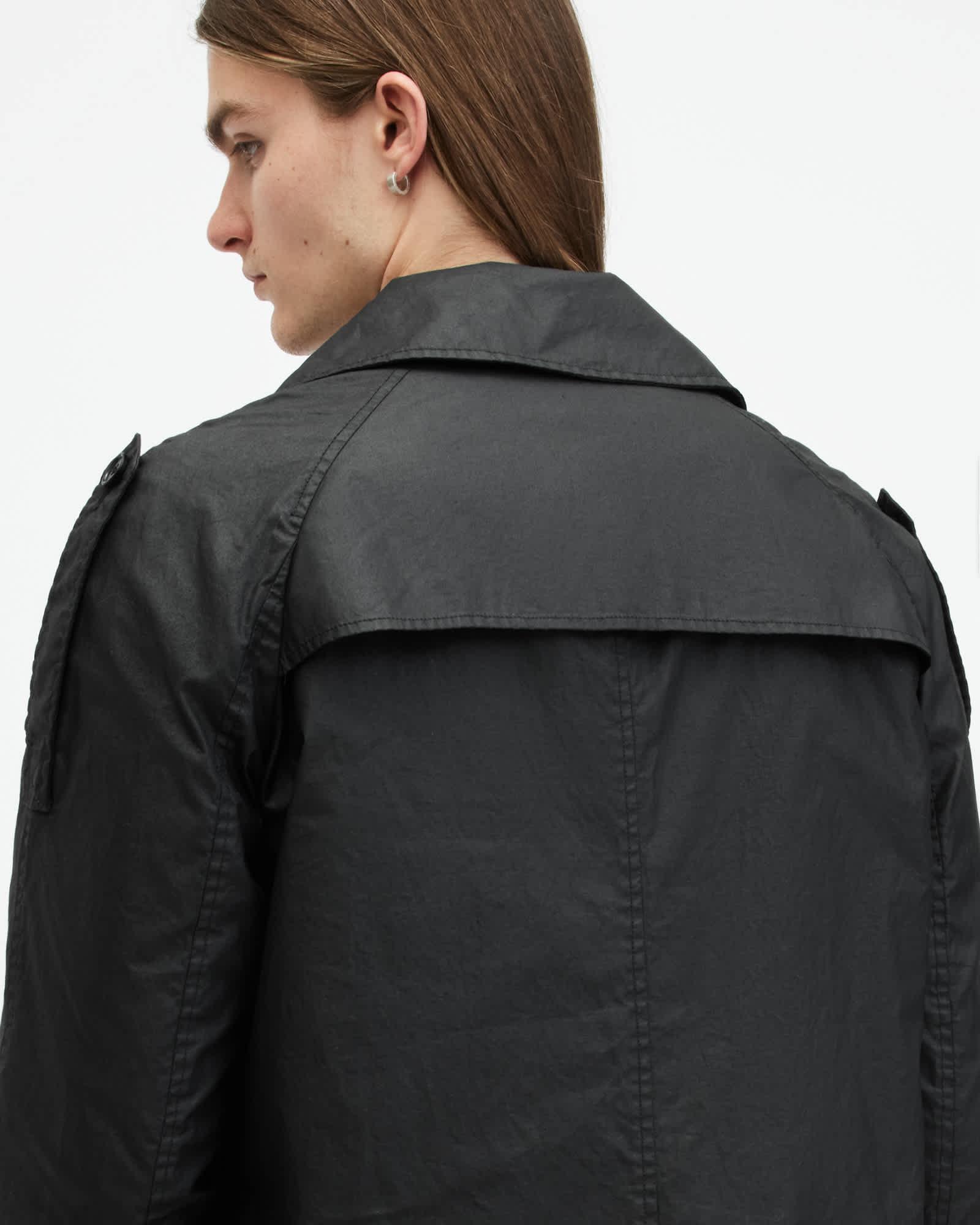 Allman Waxed Water Repellent Mac Black | ALLSAINTS US Product Image