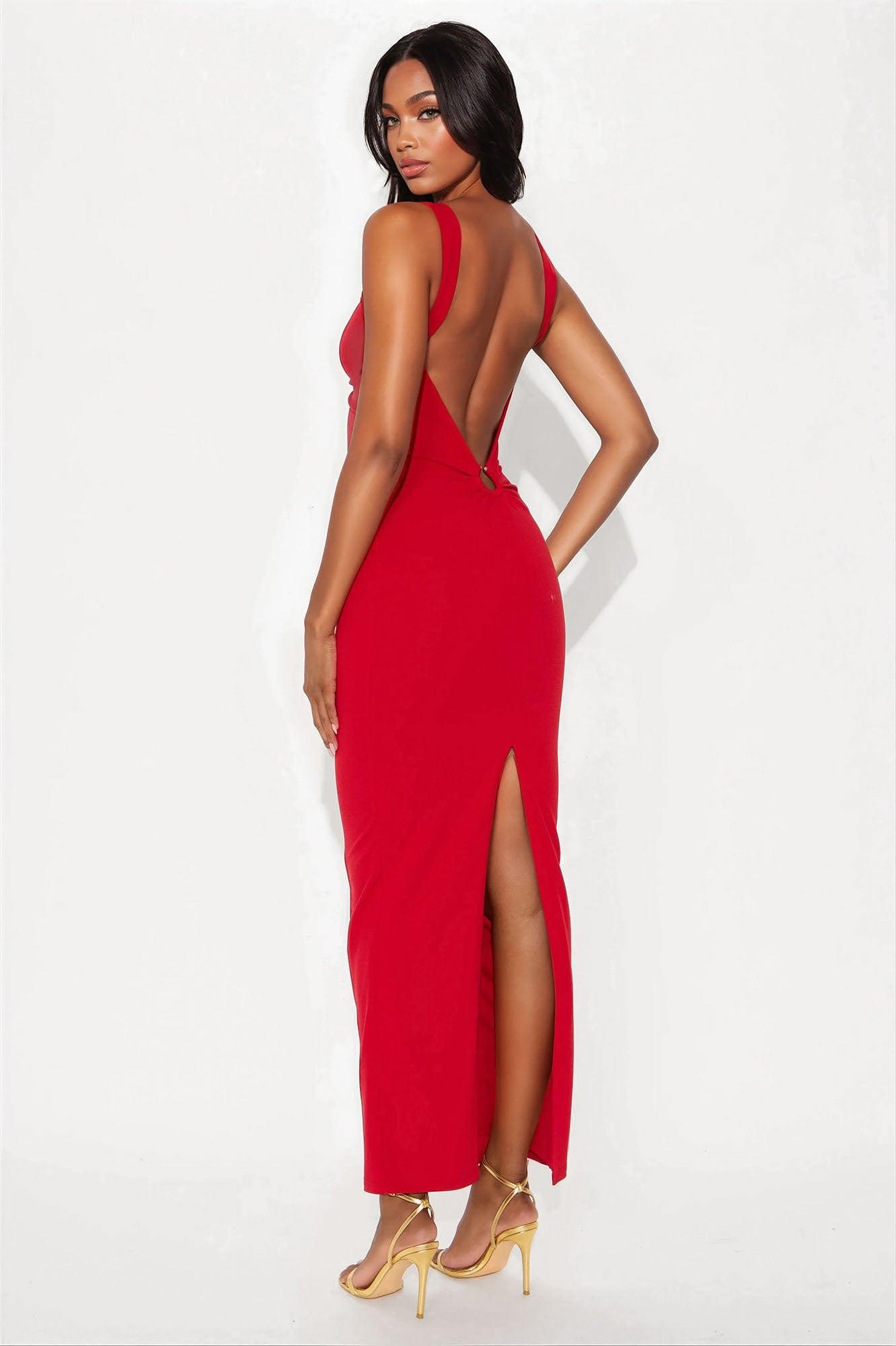 Katrina Backless Maxi Dress - Red Female Product Image