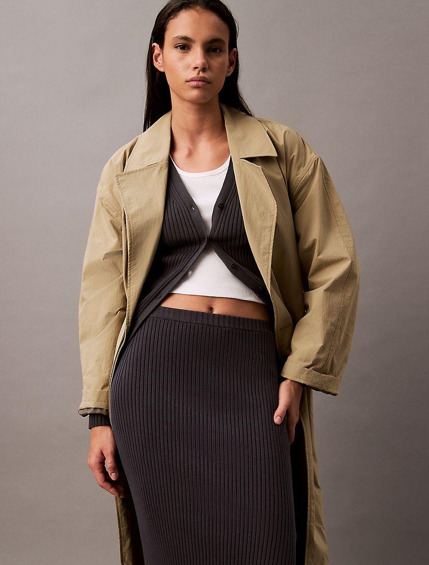 Smooth Cotton Rib Midi Skirt Product Image