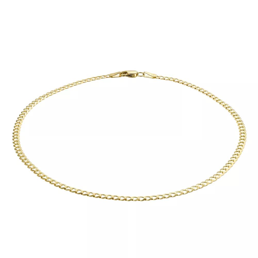 14k Gold Comfort Diamond-Cut Curb Anklet, Women's, Size: 10" Product Image