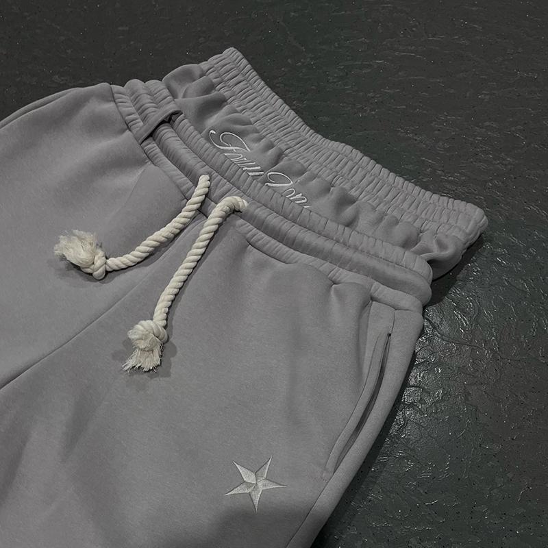 Hiphop Double Waistband Design With Star Embroidery Sweatpants Product Image