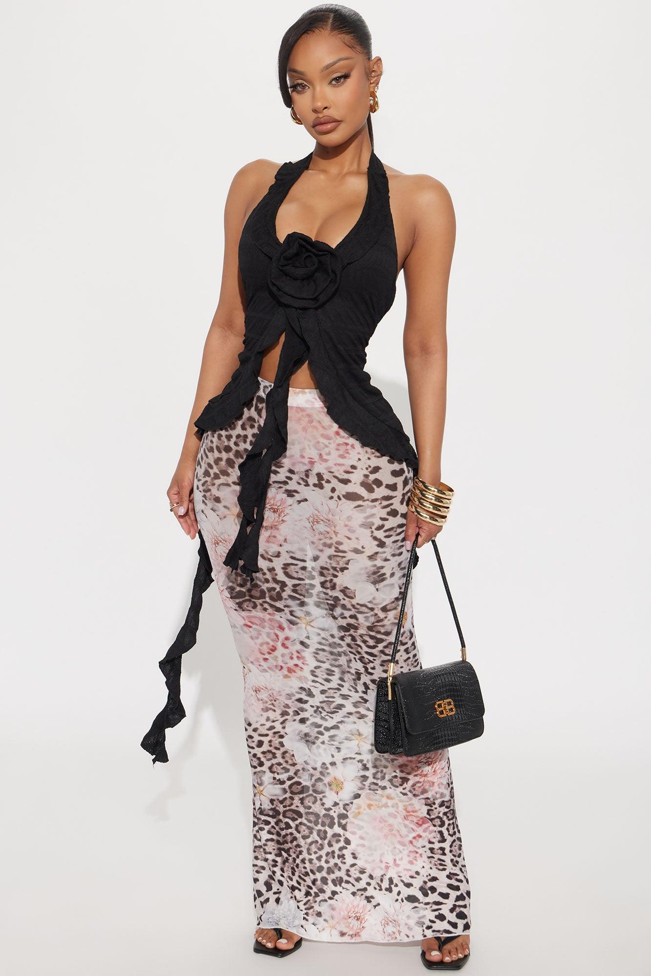 Hello Rose Halter Top - Black Product Image