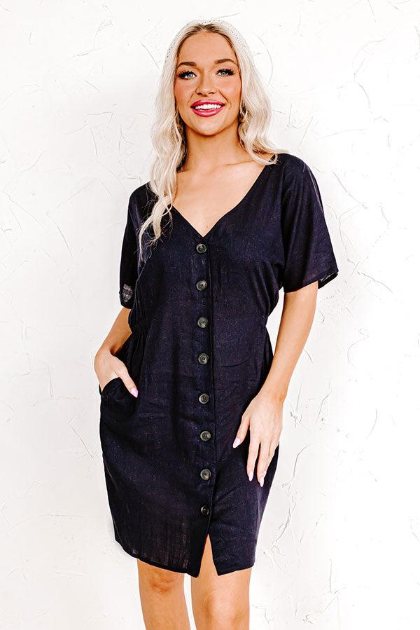 Capri Kisses Button Up Dress In Navy Product Image