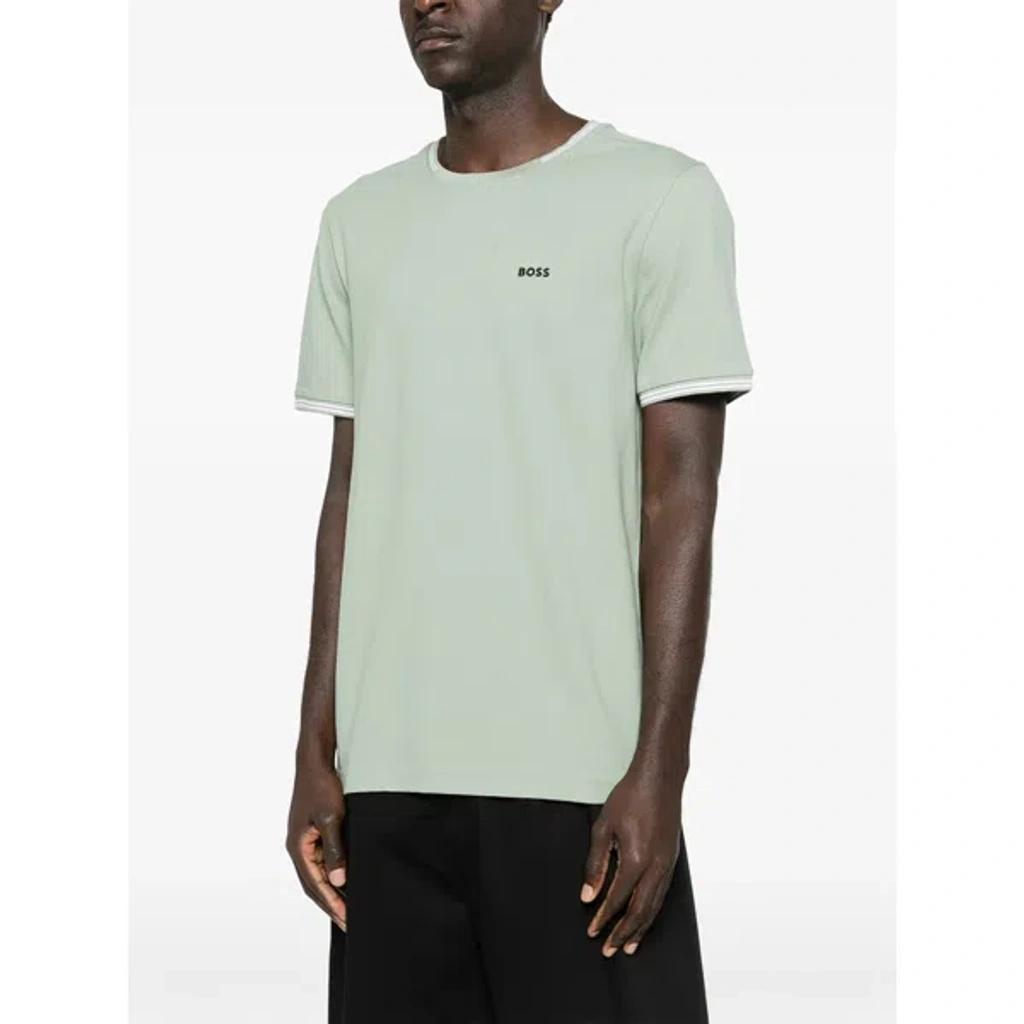 HUGO BOSS Short-sleeved Ribbed T-shirt In Green Product Image