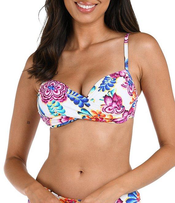 La Blanca Flor De Paradiso Floral Print Shirred Band Hipster Swim Bottom Product Image