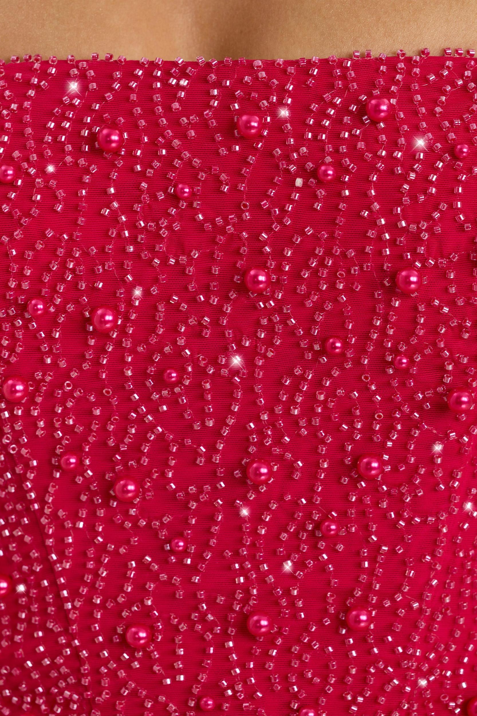 High Waist Tulle Mini Skirt in Hot Pink Product Image