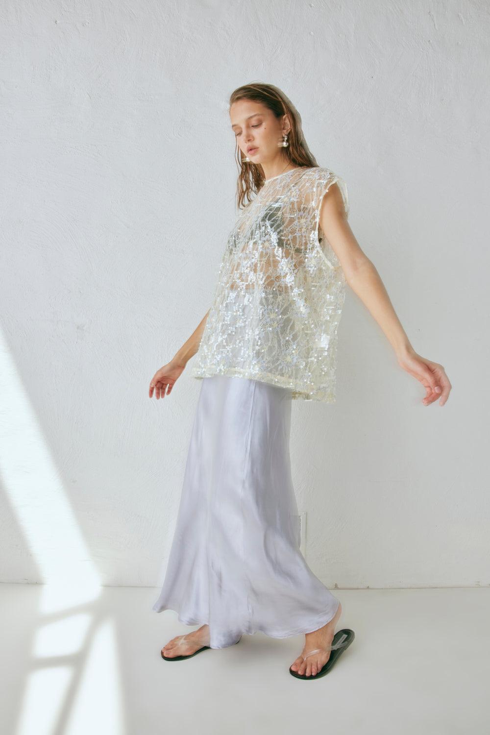 Florence Bias Cut Maxi Skirt Pearl Product Image
