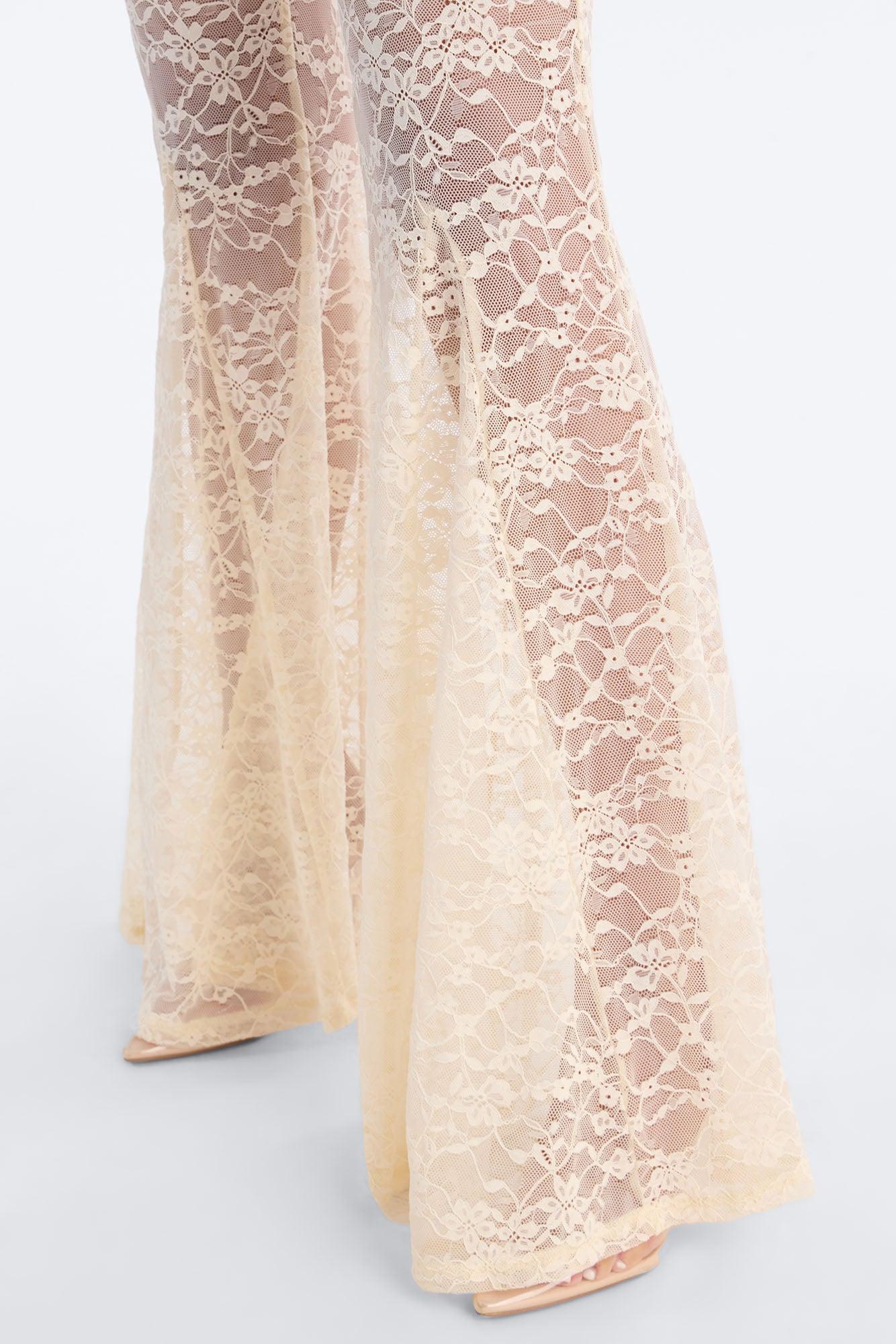 Emmalyn Lace Flare Pant - Cream Female Product Image