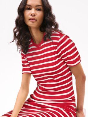 Slim Fit Stripe Short-Sleeve Dress Product Image
