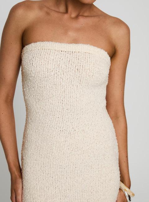 Cloud Strapless Boucle Maxi Dress Cream Product Image
