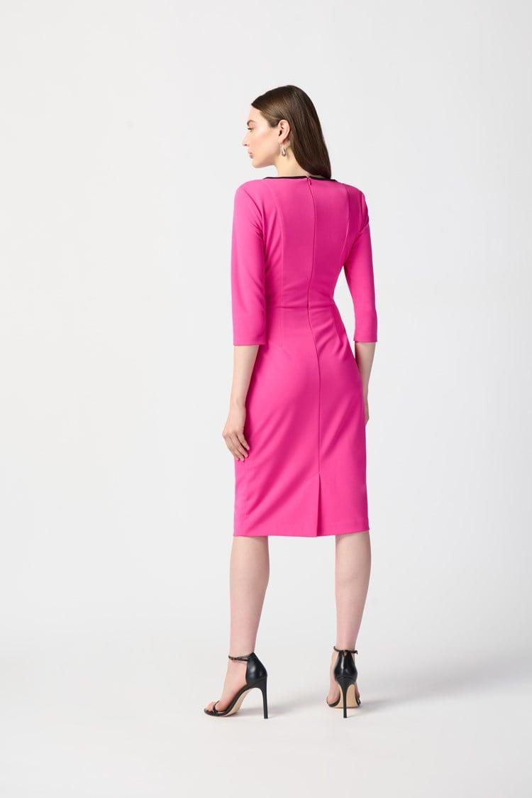 Scuba Crepe Sheath Dress- Ultra Pink/Black Product Image