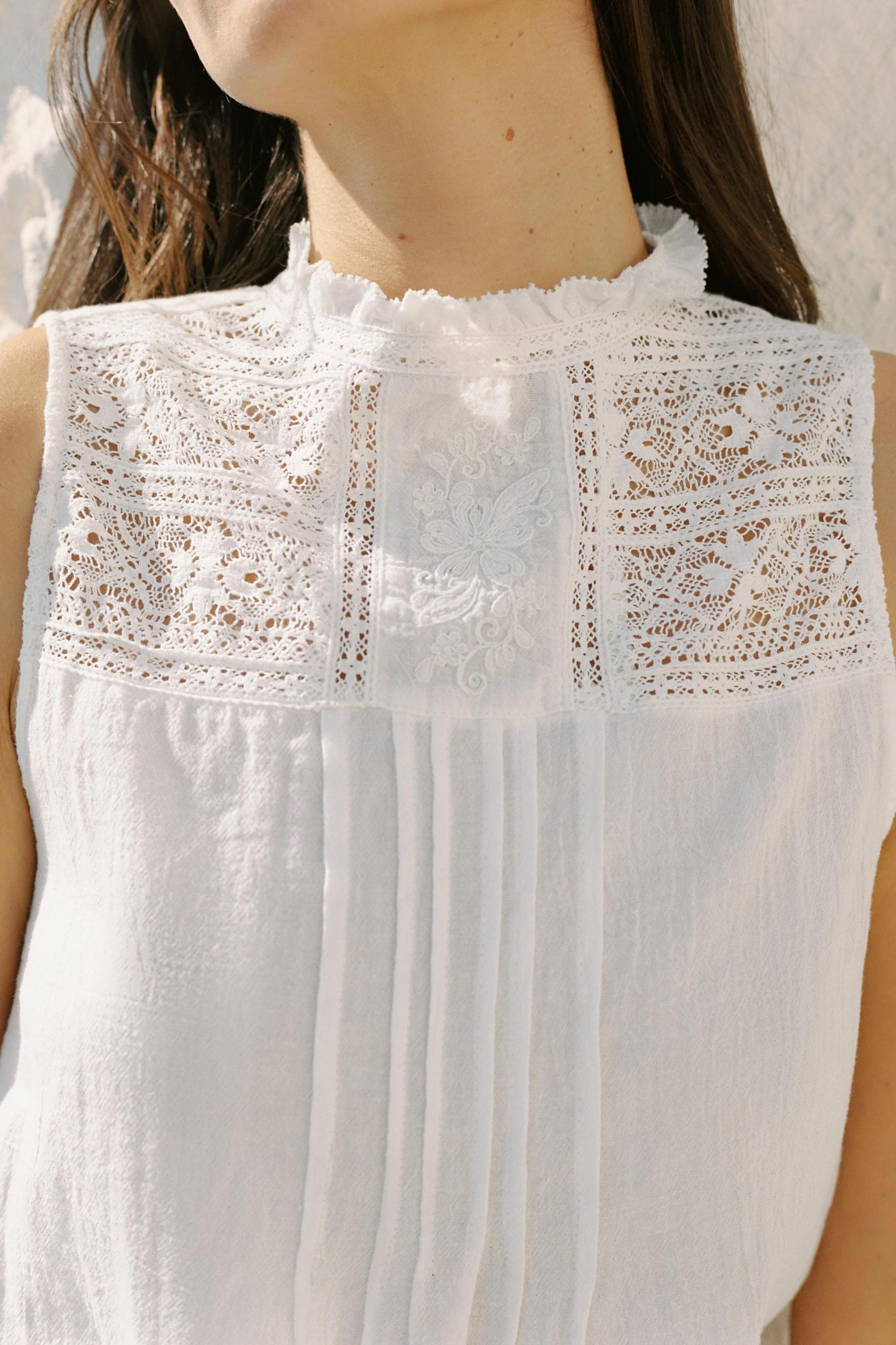 EMBROIDERED LADDER STITCH TOP Product Image