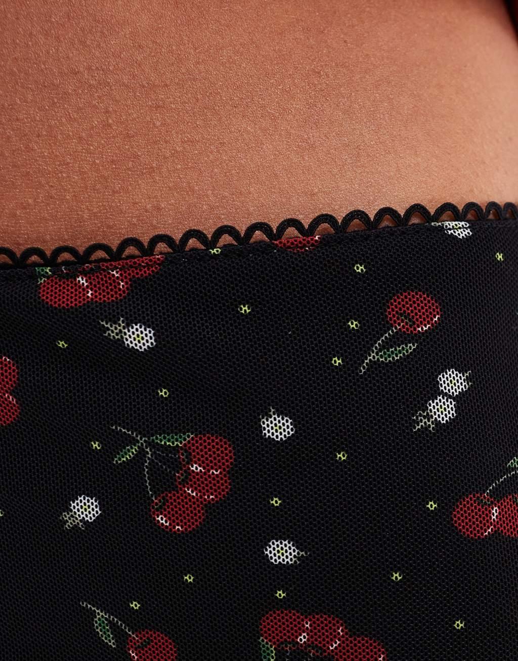 Daisy Street maxi skirt in mesh cherry print Product Image