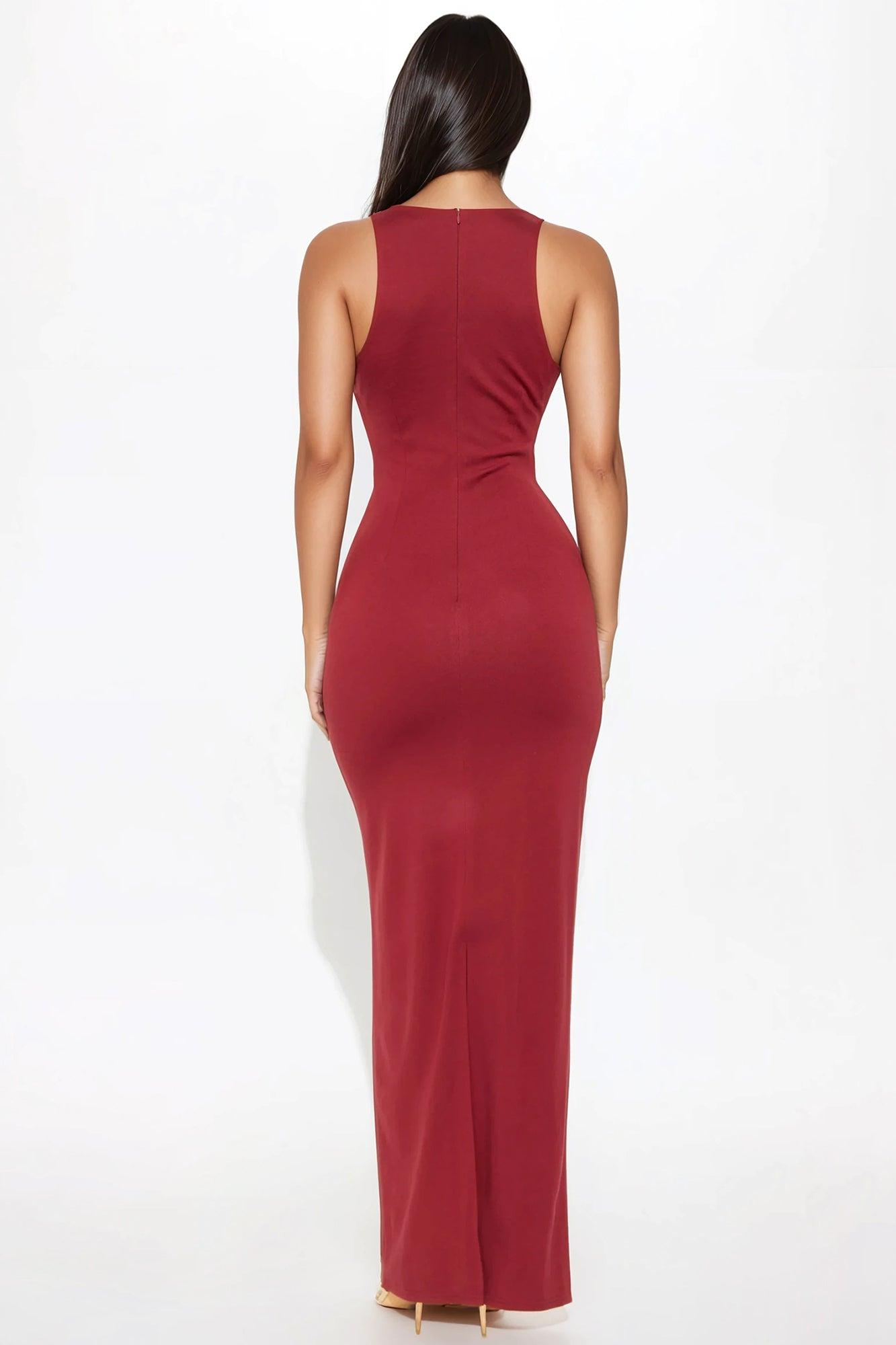 No Competition Cut Out Maxi Dress - Marsala Product Image