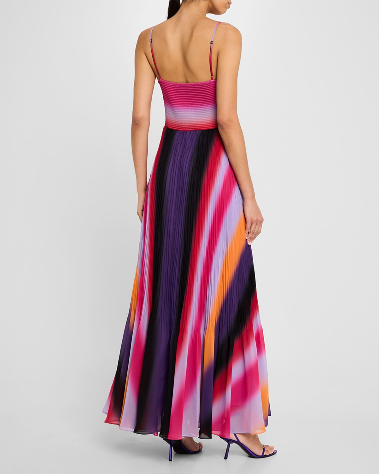 Jules Pleated Ombre Striped Maxi Dress Product Image