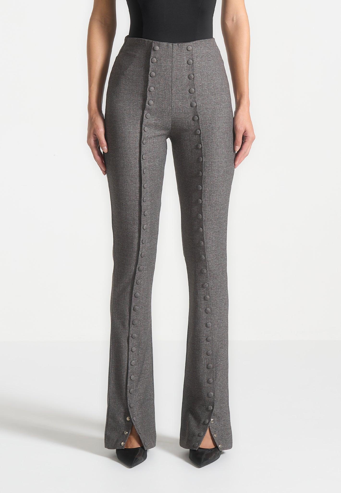 Therese - Tailored Button Detail Trousers - Dark Grey Female Product Image