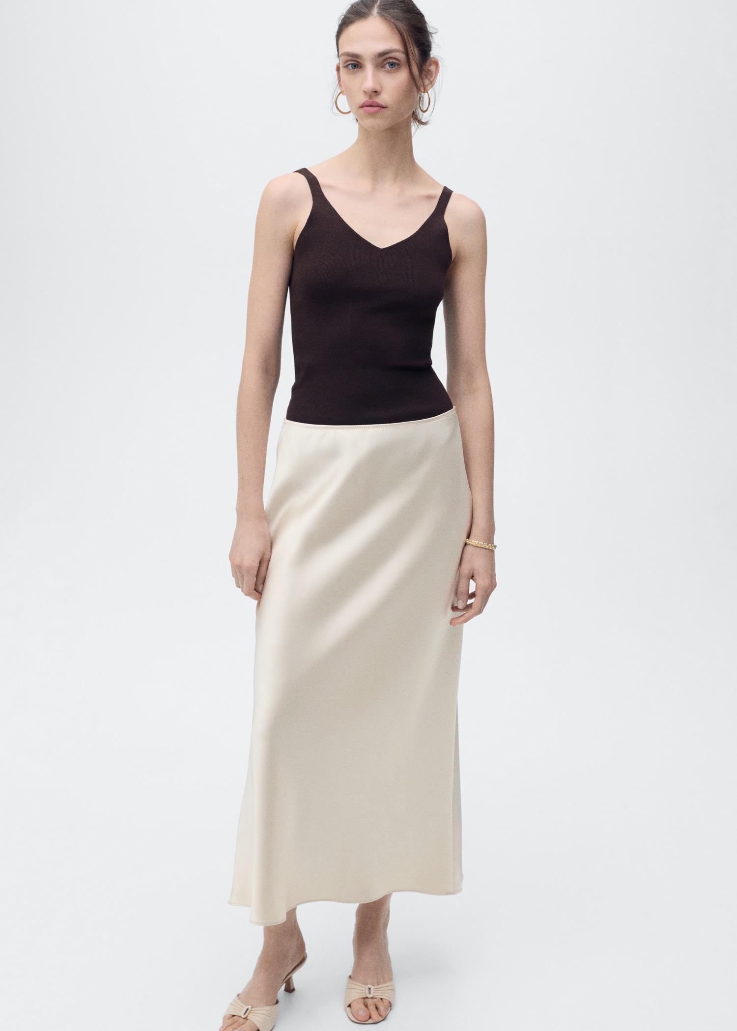 Midi satin skirt - Women | MANGO USA Product Image