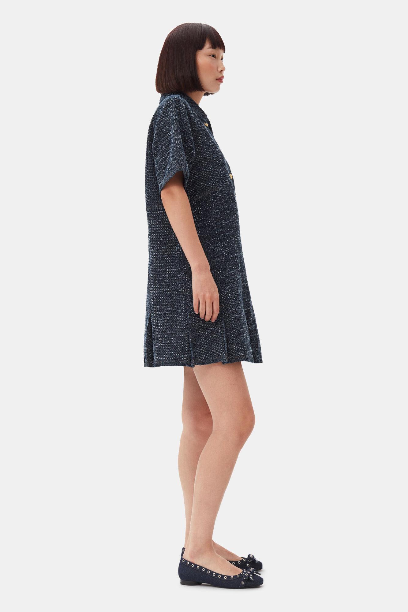 Dark Blue Textured Dress Product Image