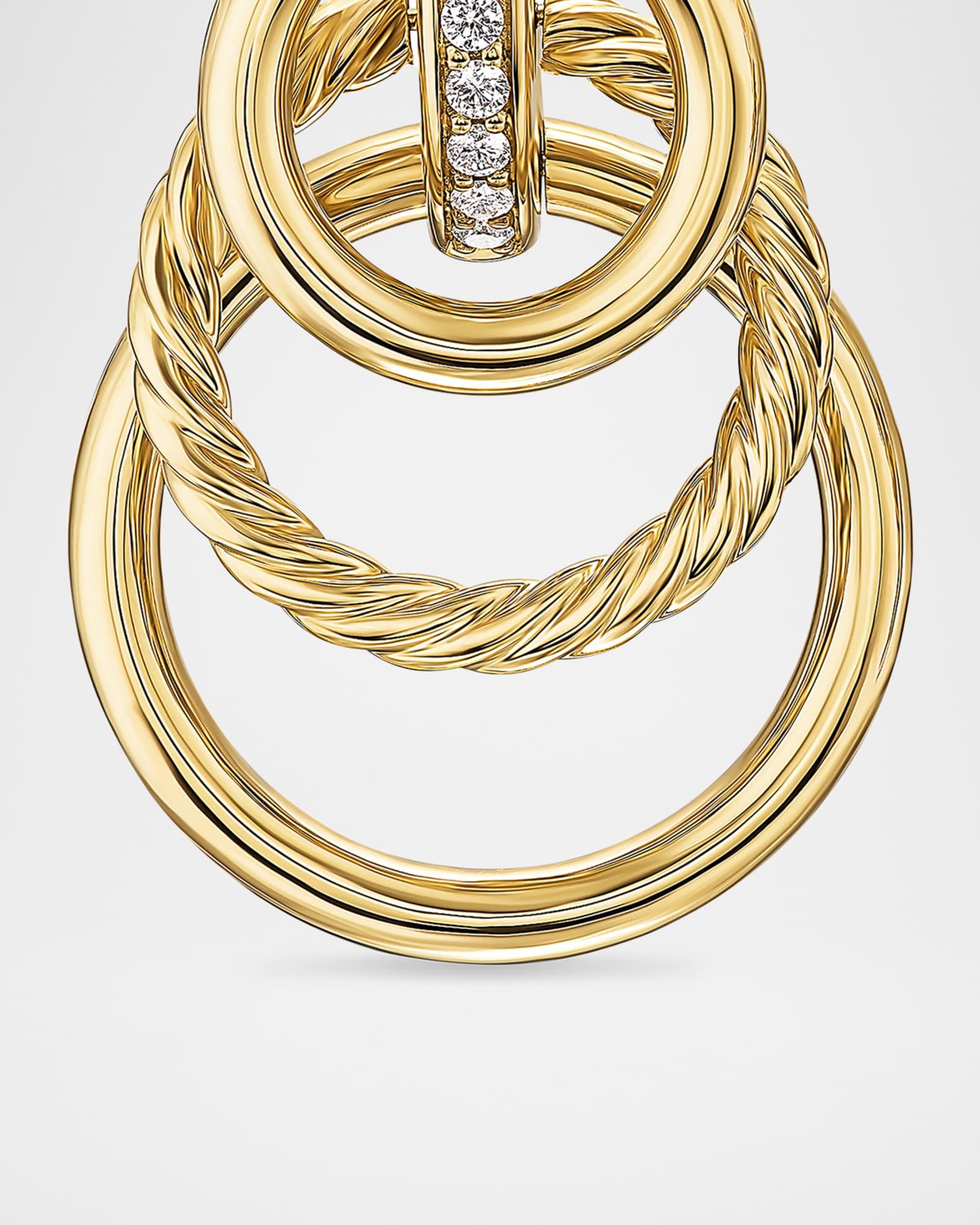 DY Mercer Triple Ring Earrings with Diamonds in 18K Gold, 35mm Product Image