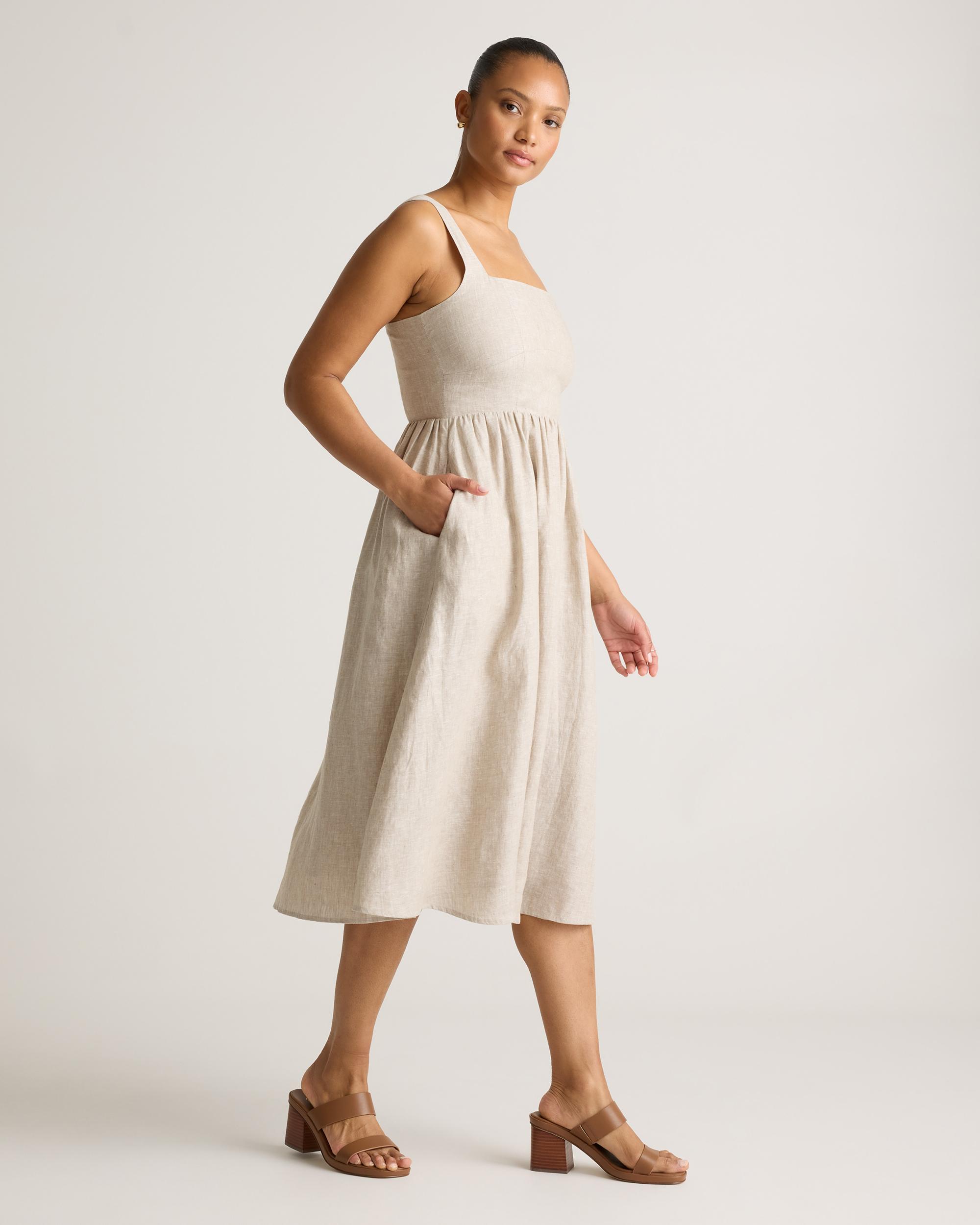 Quince | Women's 100% European Linen Fit & Flare Midi Dress Size XL Product Image