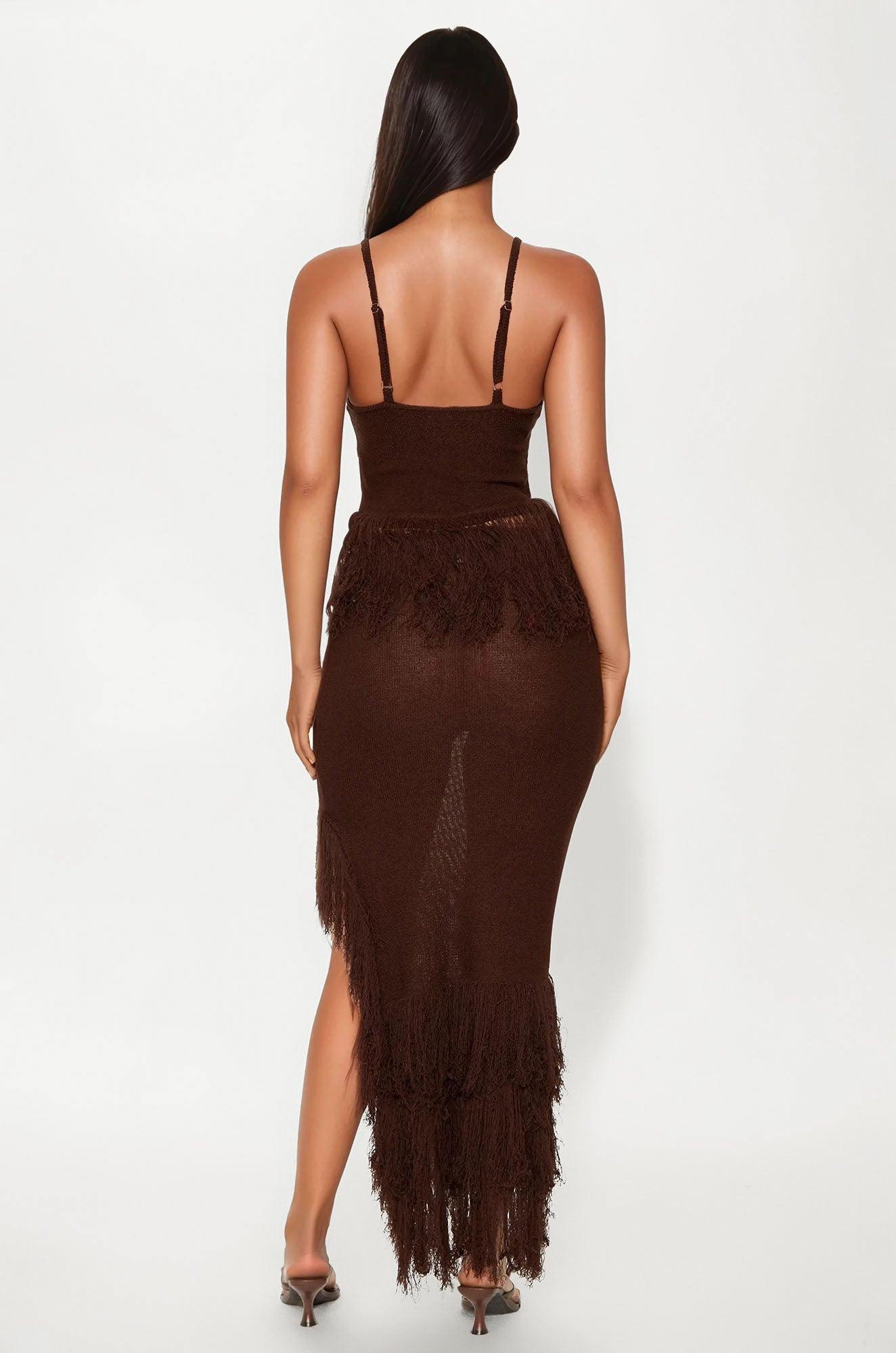 Happy To Be Here Crochet Skirt Set - Brown Female Product Image