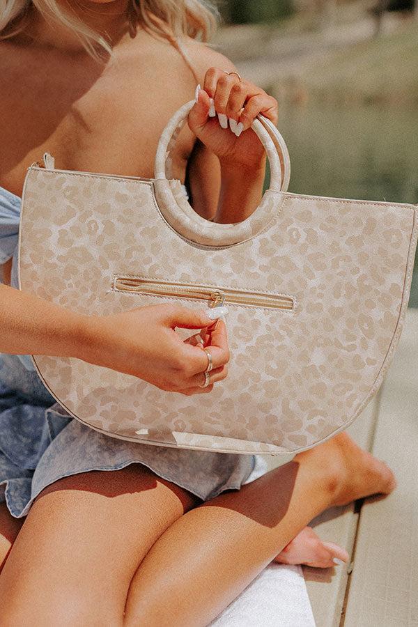 Leopard Chic Faux Leather Tote In Champagne Product Image