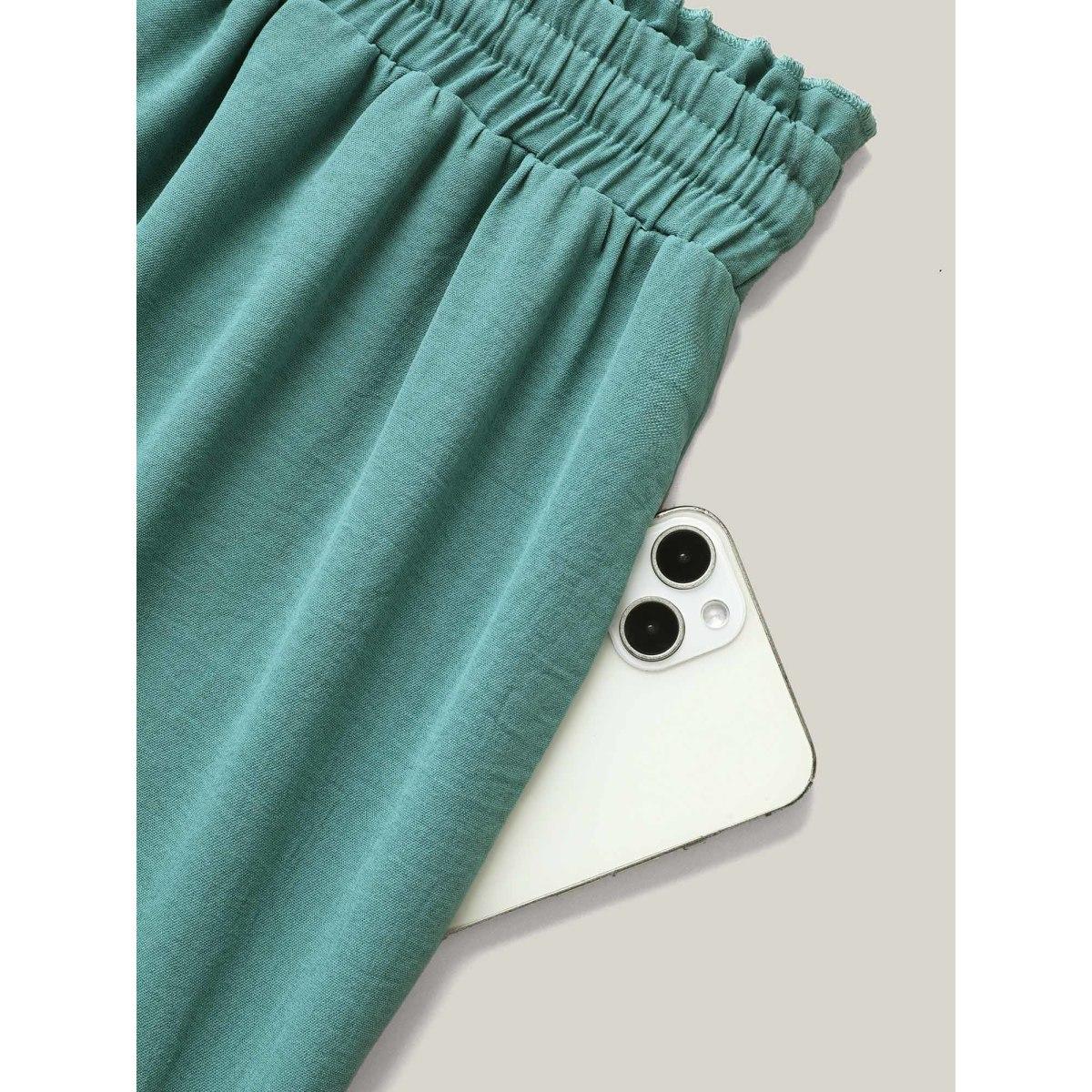 Plus Size Smocked Waist Lace Tiered Midi Skirt Women Turquoise Resort Gathered No stretch Side seam pocket Vacation Skirts BloomChic 14-16/1X Product Image