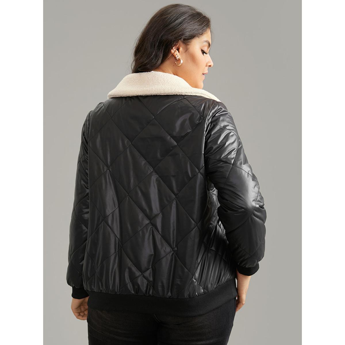 Plus Size Women Dailywear Plain Lined No stretch 10/M Pocket Casual Quilted Jackets BloomChic Product Image