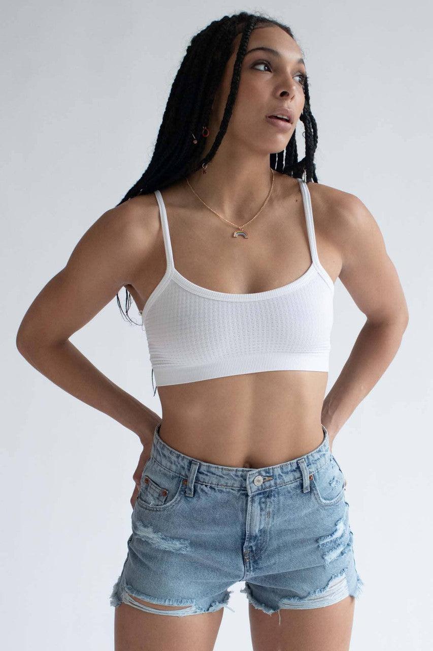 White Waffle Seamless Bralette Product Image