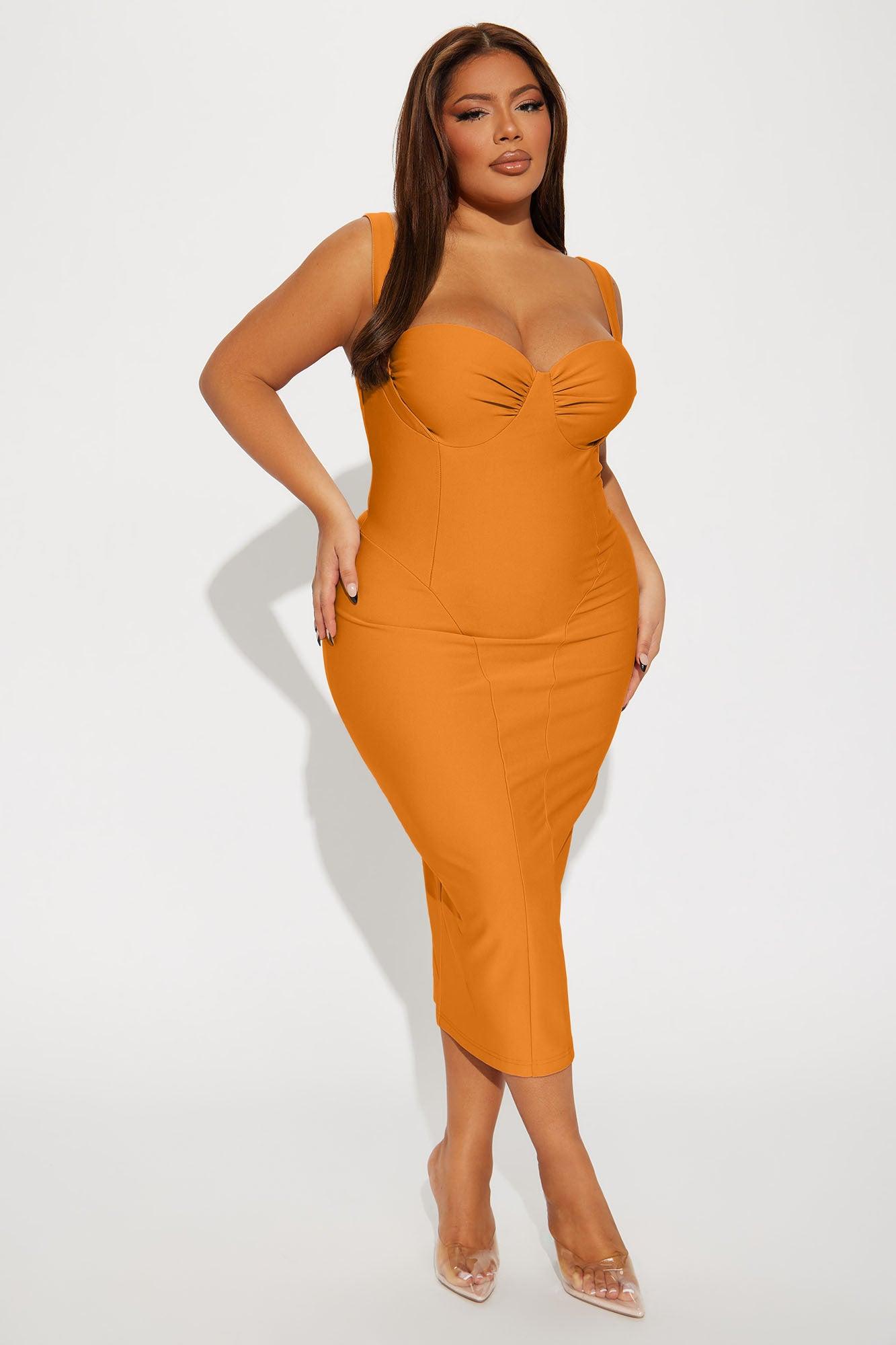 Lily Rosaline Midi Dress - Orange Product Image