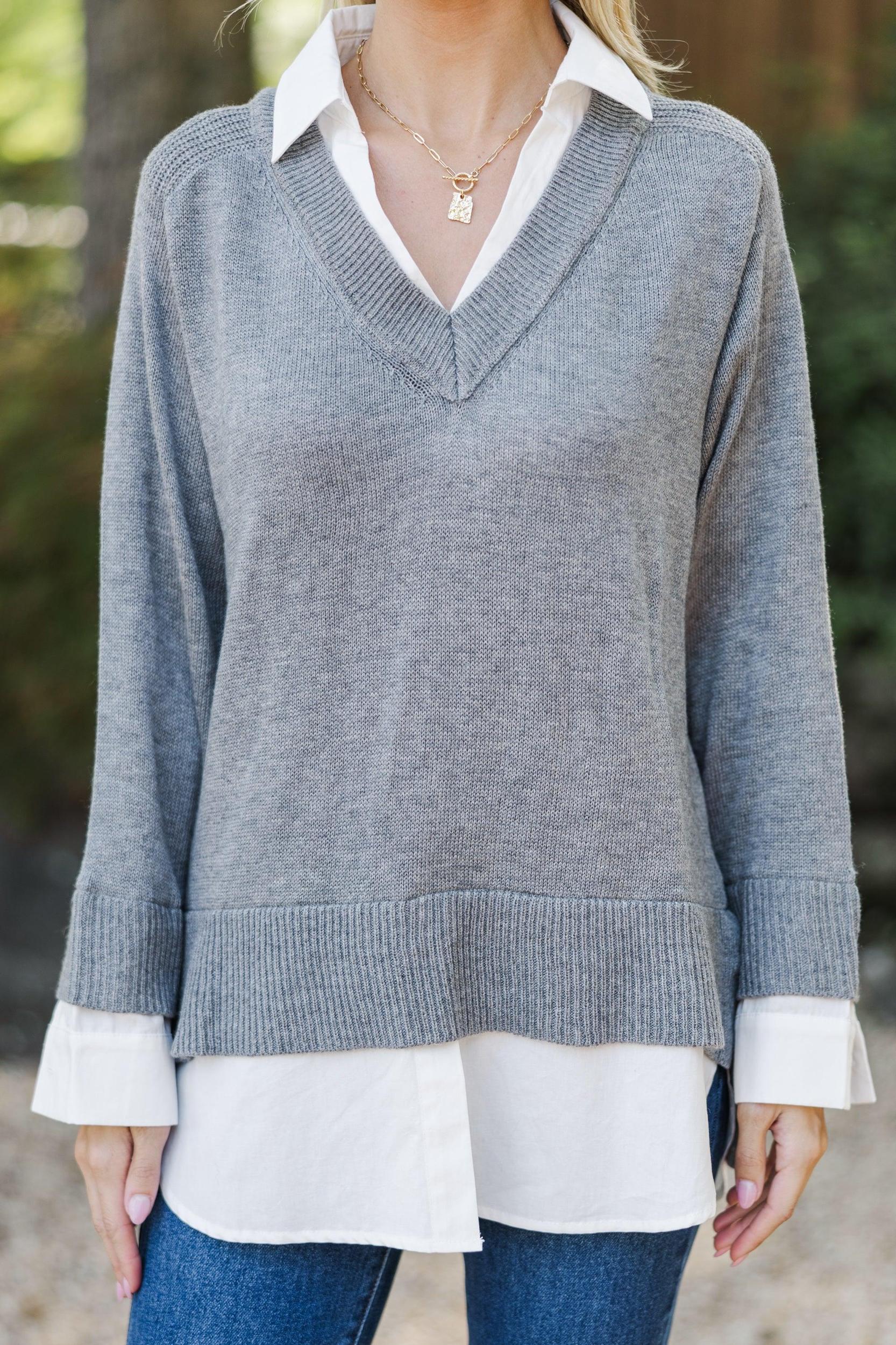 Eyes On You Gray Sweater Female Product Image