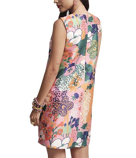 FRANCES VALENTINE Lilly Botanical Print Round Neck Sleeveless Dress Product Image