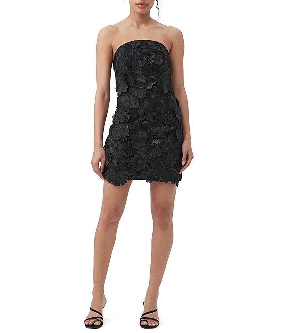 Trina Turk Jazelle Eden Floral Embroidered Strapless Sleeveless Mini Dress Product Image