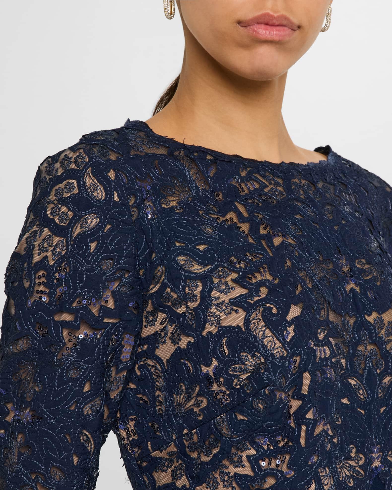 A-Line Crepe & Sequin Lace Gown Product Image