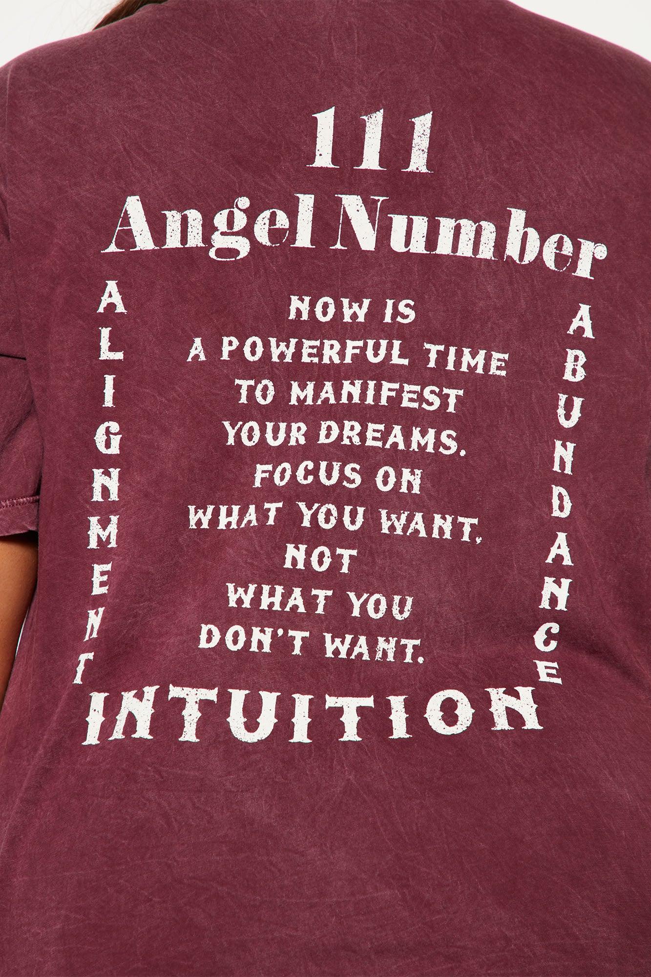 111 Angel Number Tunic Top - Burgundy Product Image