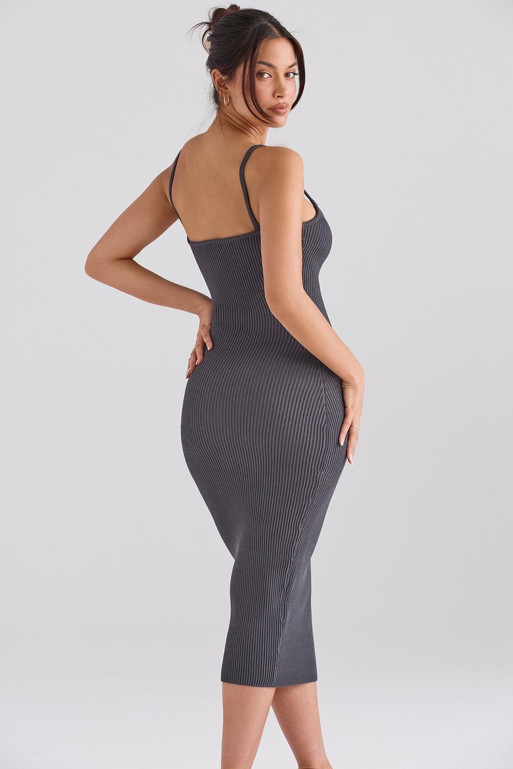 Meliora  charcoal knit midi dress - sale Product Image