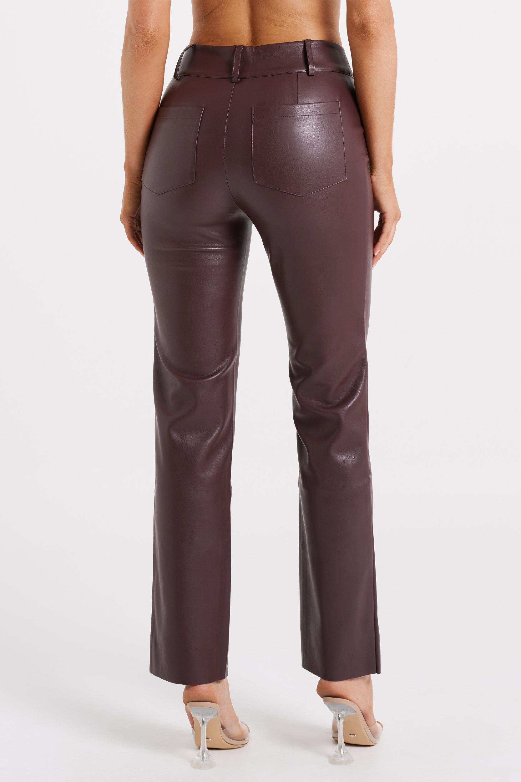 Laurette Faux Leather Straight Leg Pant - Dark Chocolate Product Image