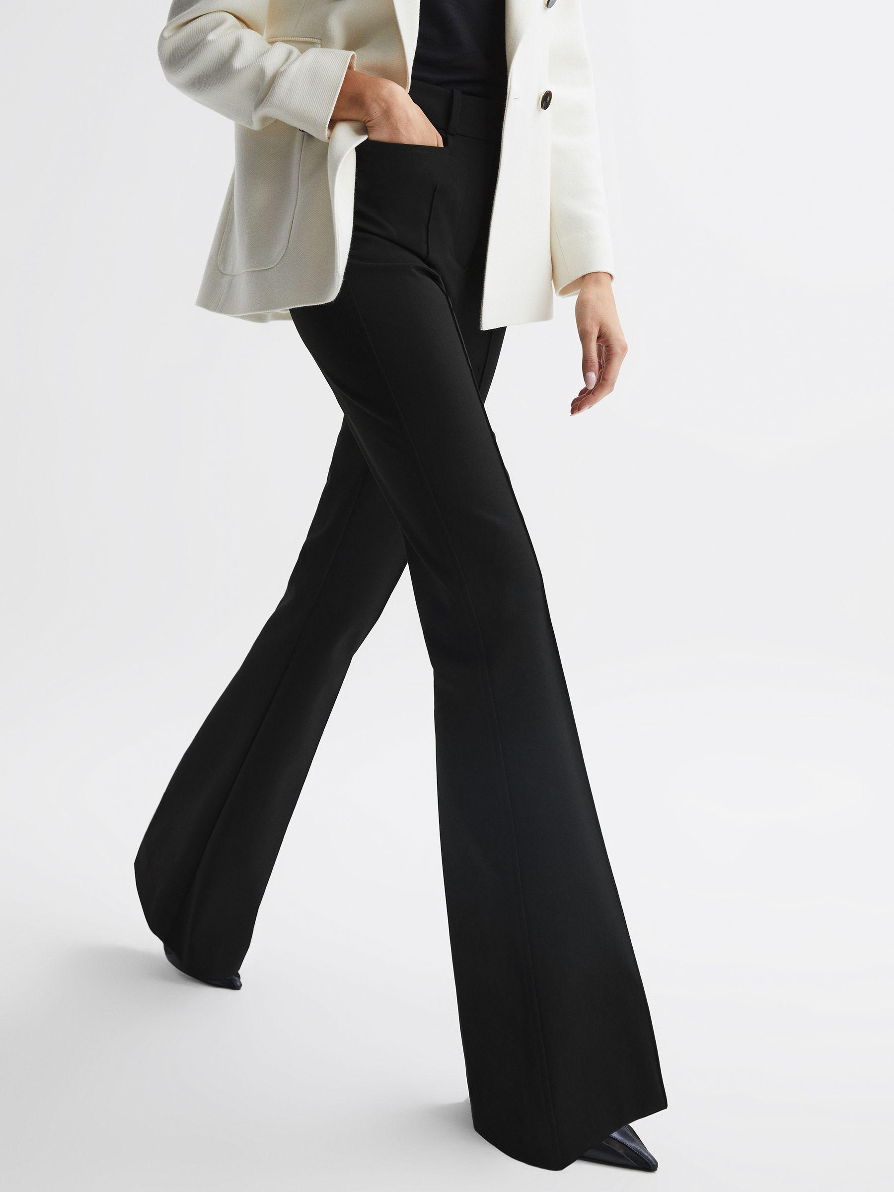 Petite Flared High Rise Trousers in Black Product Image