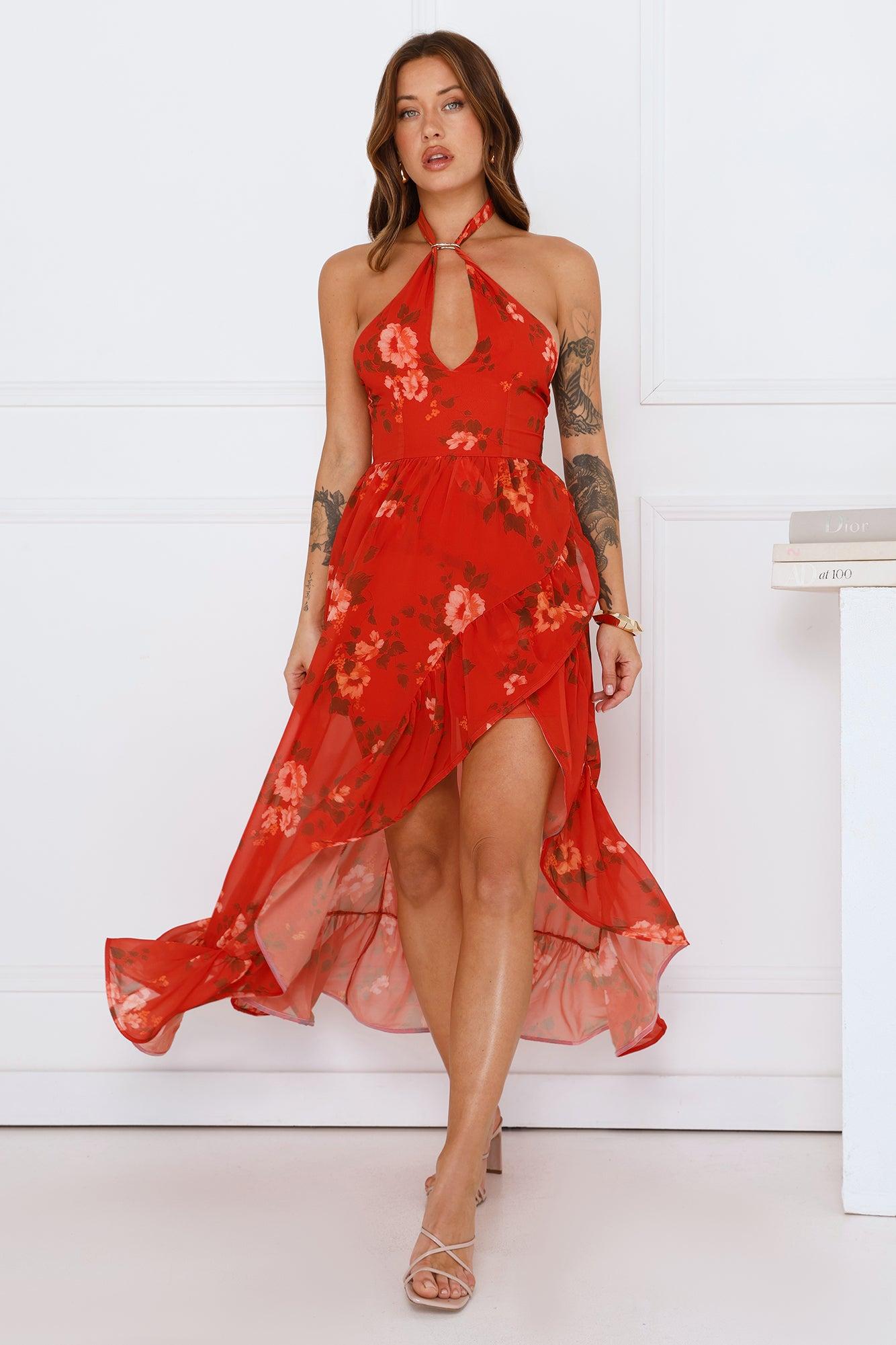 High Sun Halter Maxi Dress Orange Product Image