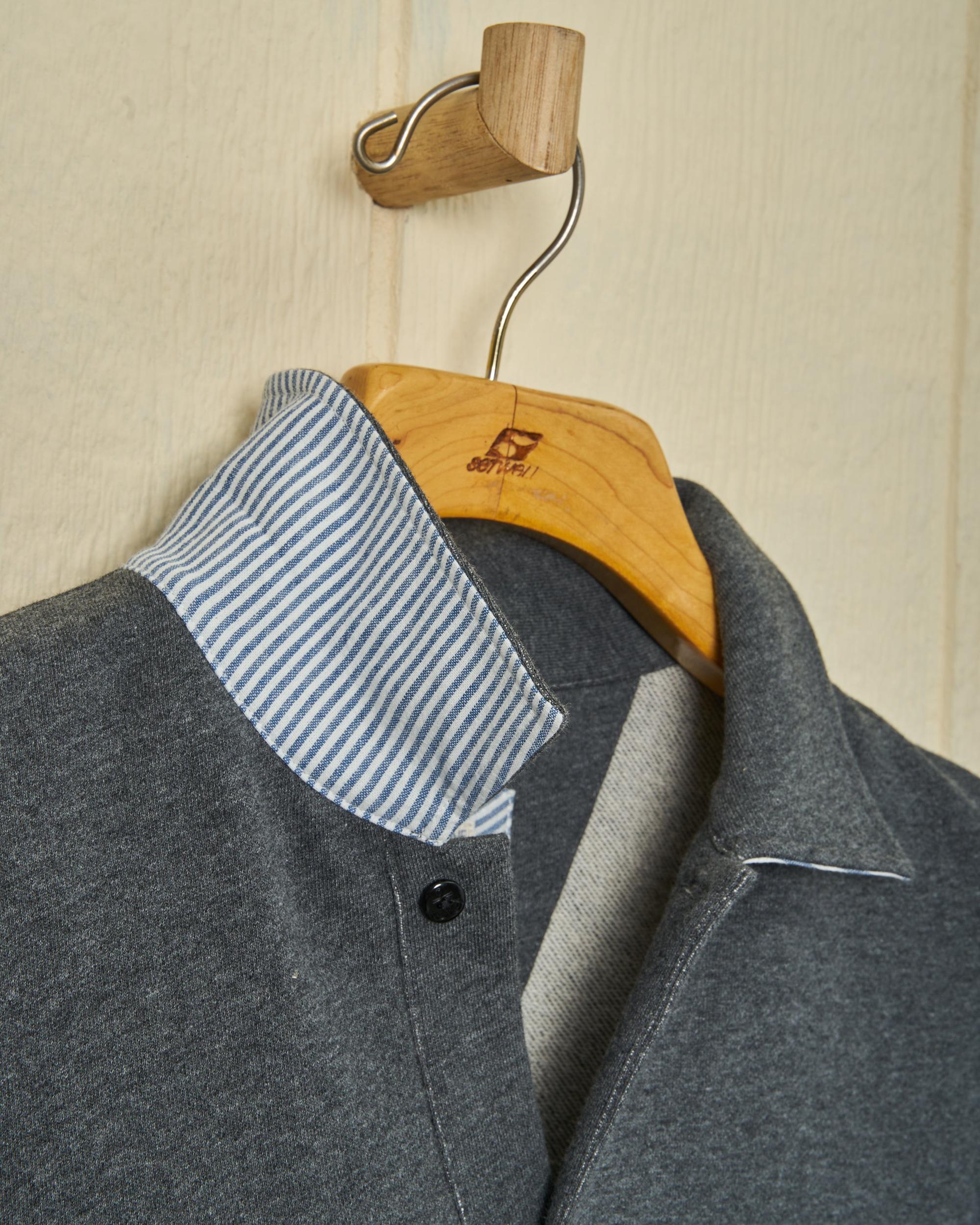 Acadia Polo in Charcoal Heather Loopback Terry Product Image