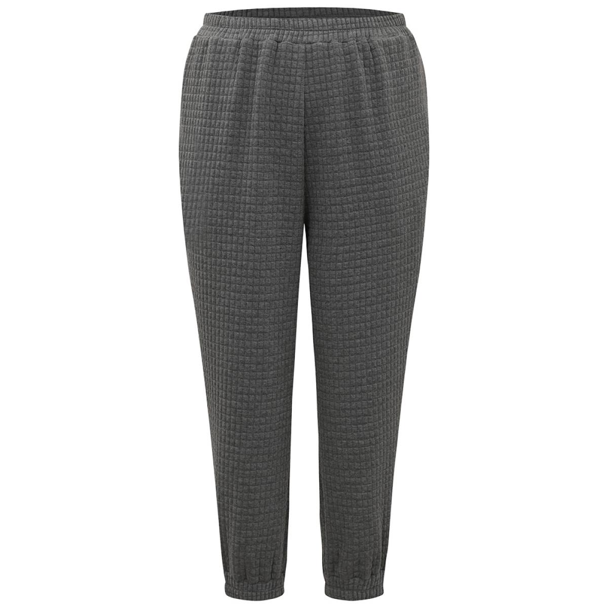 Plain Texture High Rise Sweatpant DimGray Plus Size Women Casual Dailywear Texture 26/4X Bloomchic Product Image