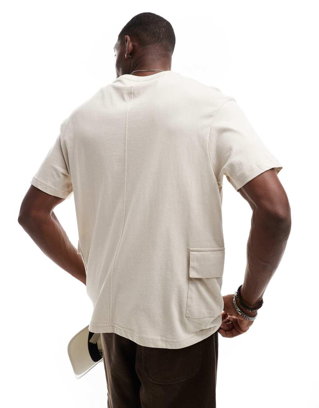 Another Influence oversized utility T-shirt in stone Product Image