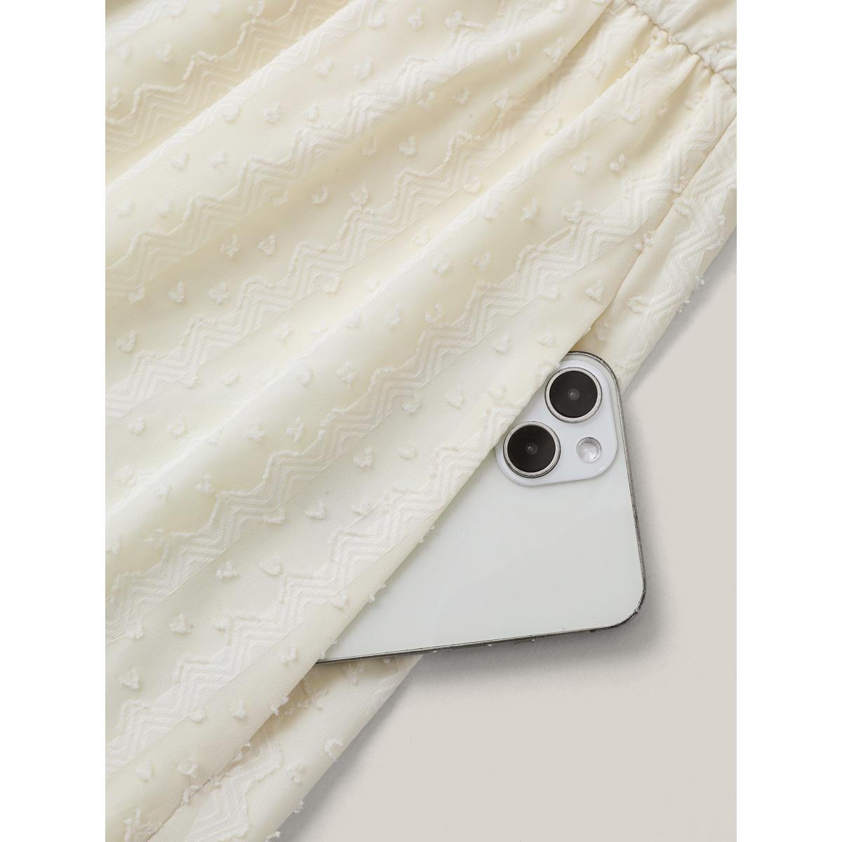 Plus Size Woven-Textured Feel Sheer Bodice Midi Dress Beige Women Elegant Texture Round Neck Short sleeve Curvy BloomChic 22-24/3X Product Image