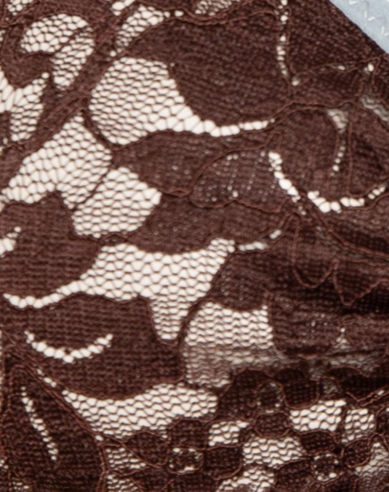 Lengkai Bra in Lace Chocolate with Blue Binding Female Product Image