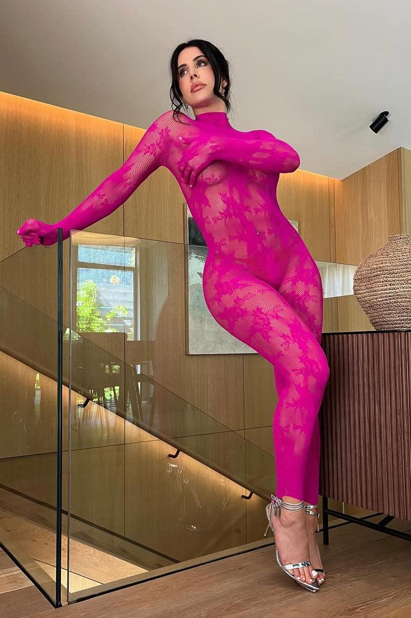 Frisky Instincts Glove Bodystocking - Hot Pink Product Image