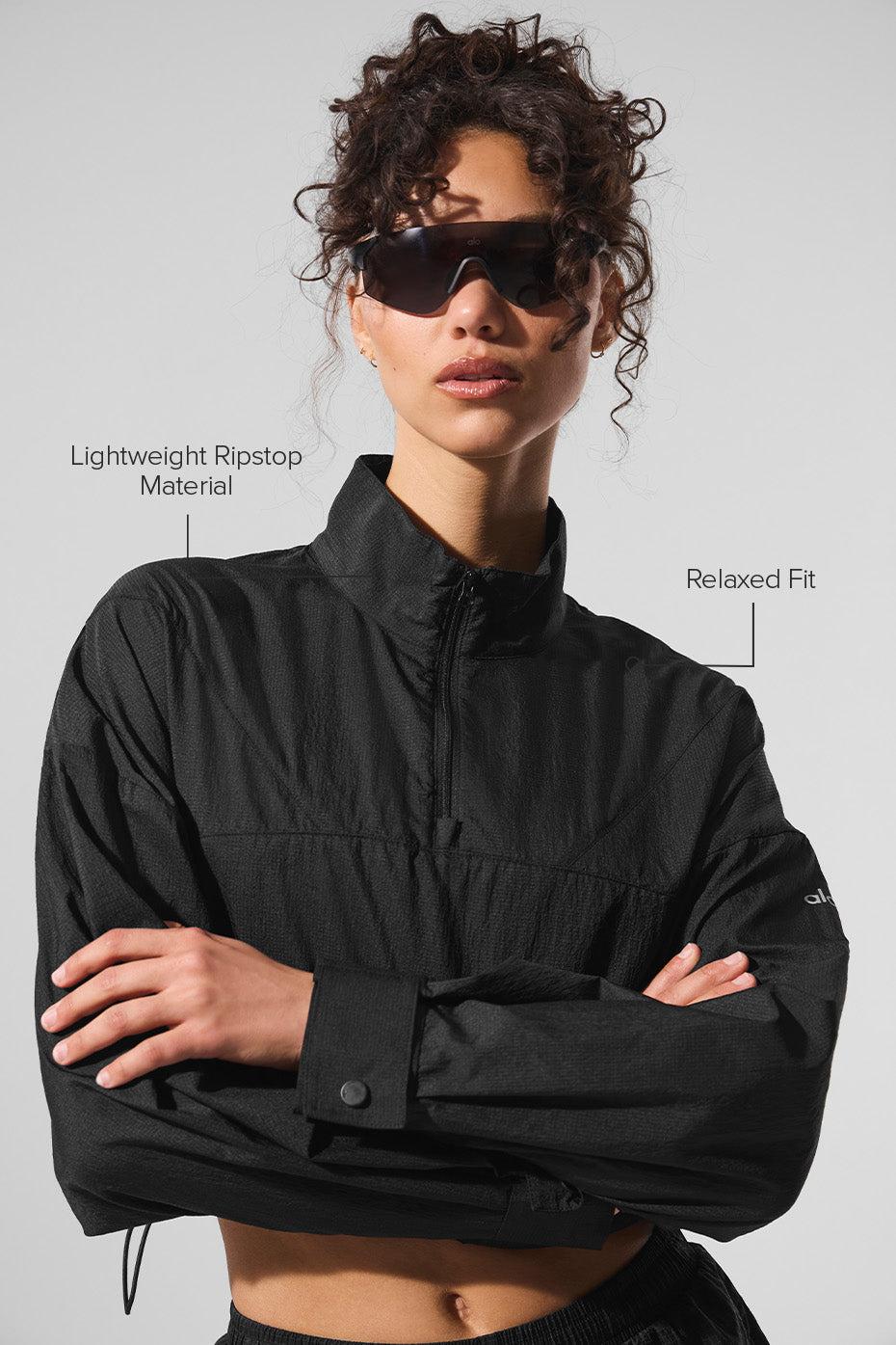 Cropped 1/4 Zip Aerial Pullover - Black Female Product Image