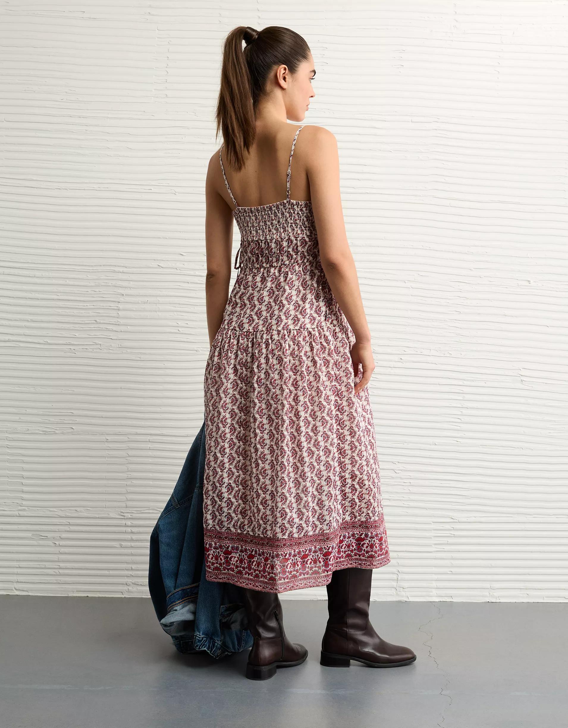 AE V-Neck Side Tie Midi Dress Product Image