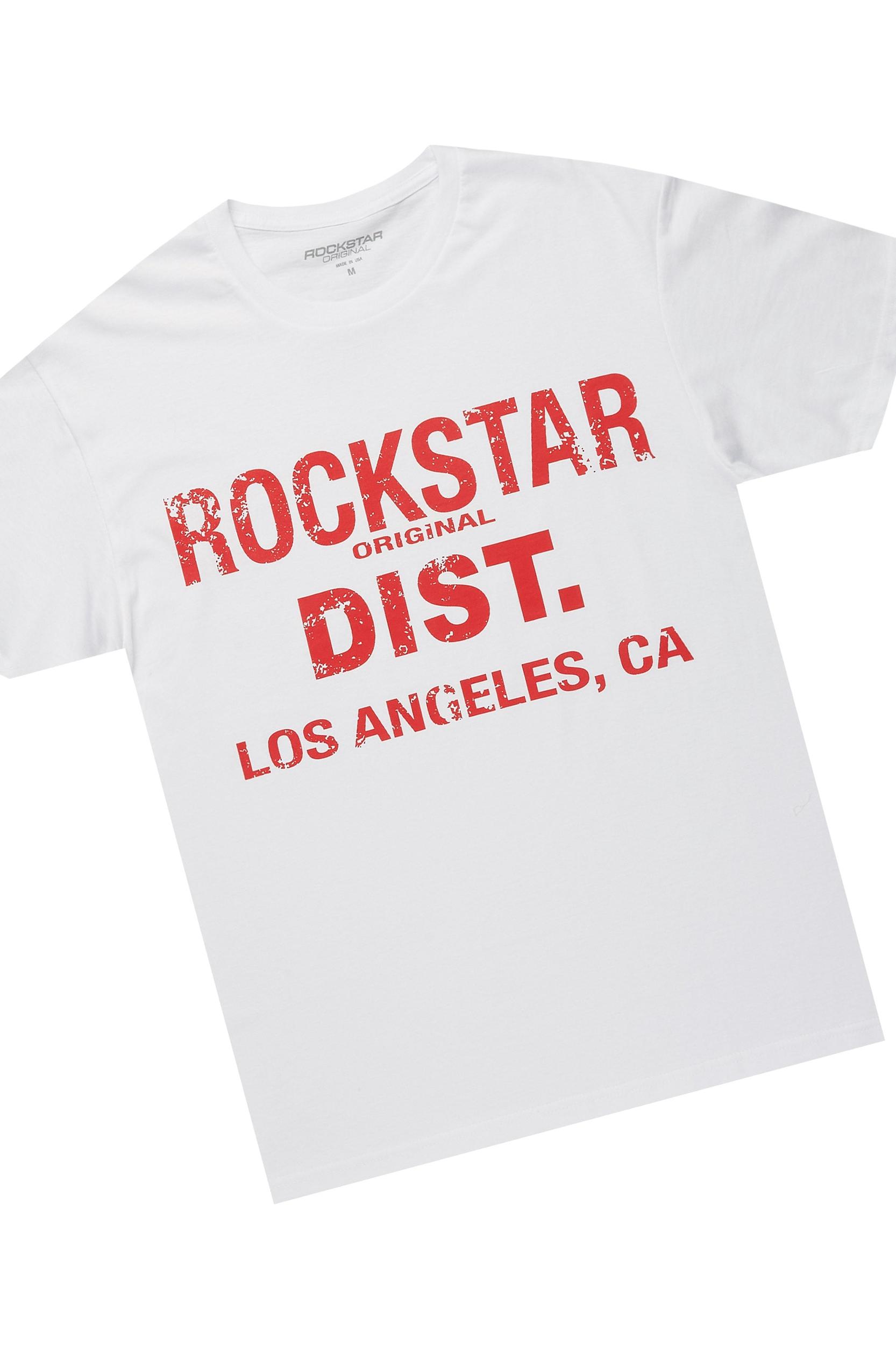 Saxon White/Red T-Shirt/Stacked Flare Jean Set Male Product Image