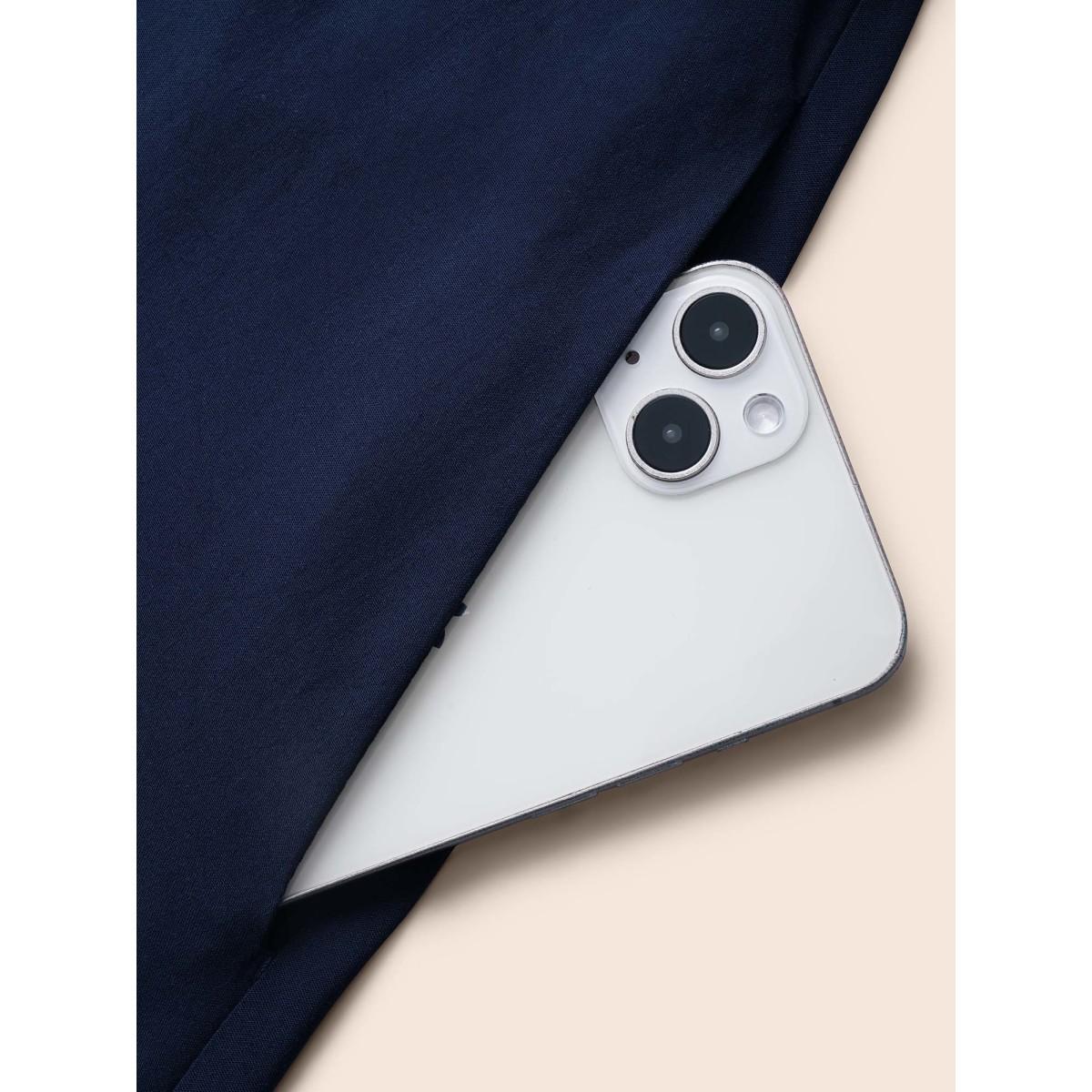 Plus Size Plain Shirred Cap Sleeve Midi Dress Indigo Women Elegant Shirred V-neck Cap Sleeve Curvy BloomChic 12/L Product Image